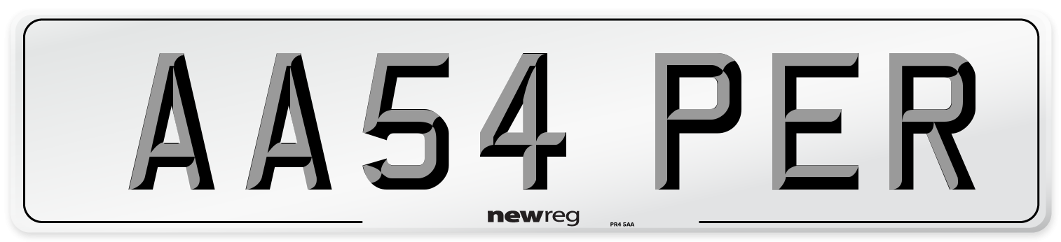 AA54 PER Number Plate from New Reg